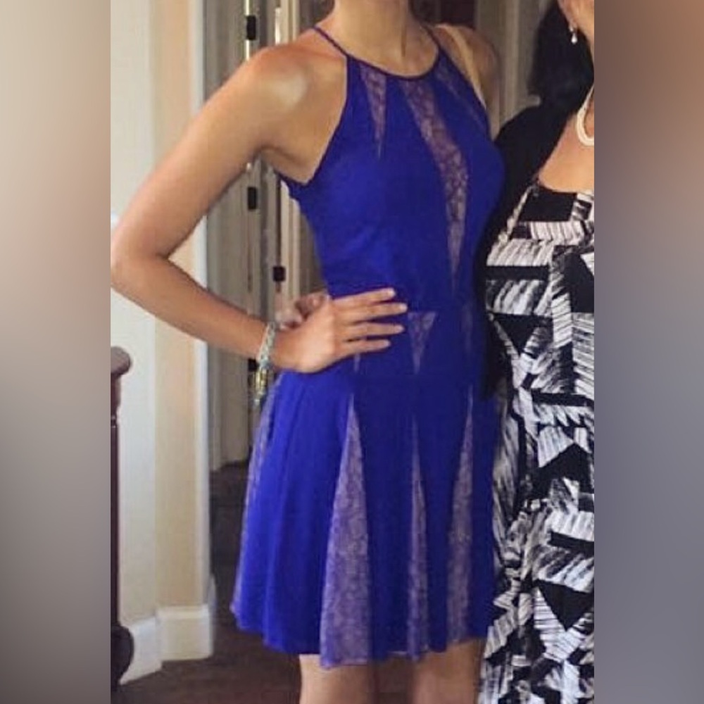 BCBGMaxAzria Blue Lace Cocktail Dress